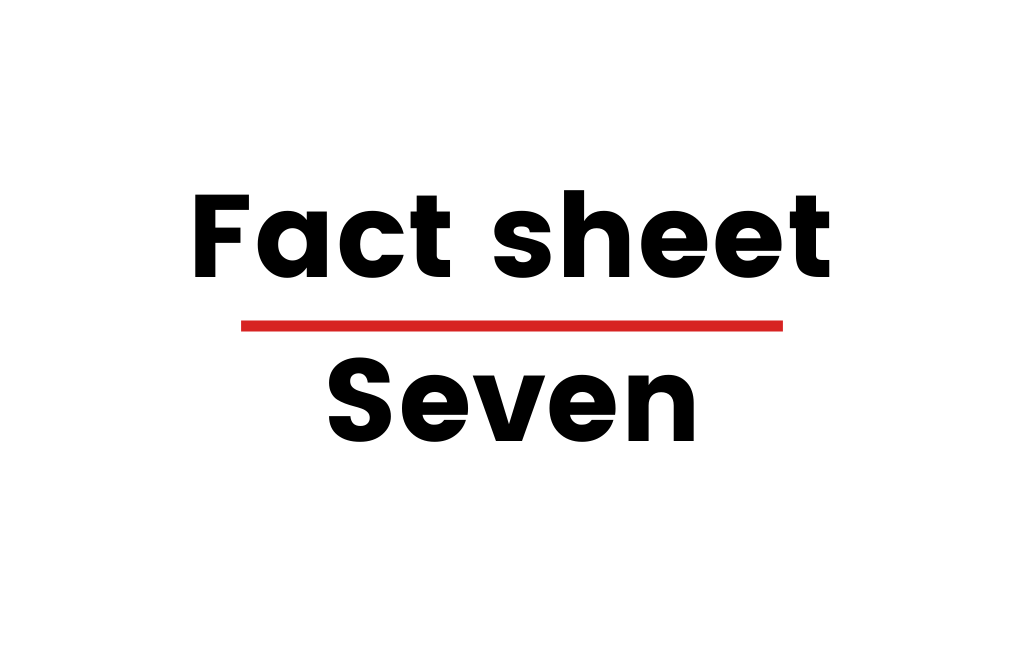 Image with text that says "Fact sheet Seven"