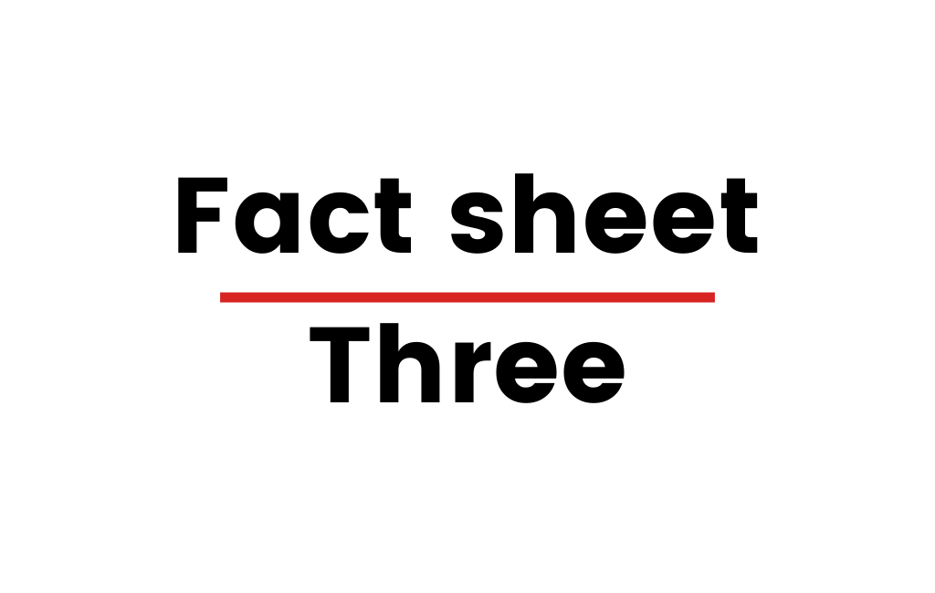Image with text that says "Fact sheet Three"